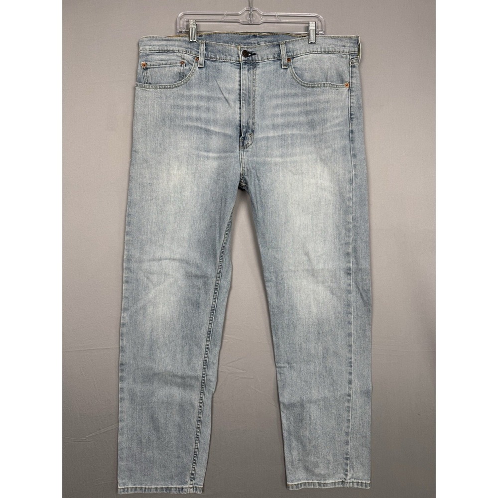 Levis 505 Light Wash Blue Jeans Mens 40x32 Denim Levi Work Whiskers Faded Y2K
